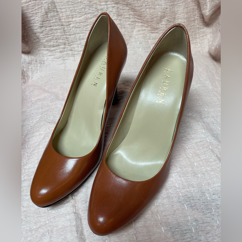 Ralph Lauren Leather High Heel in Saddle Brown Size 7
